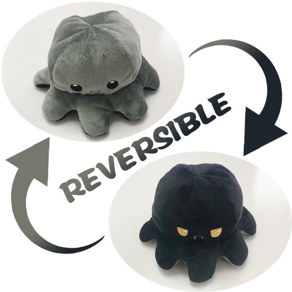 Gray and black Reversible mood octopus 🐙 Plushie